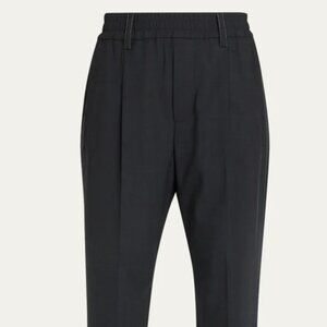 Brunello Cucinelli Monili Pants Gray Tapered Wool Blend Size 10 New Tag $1450